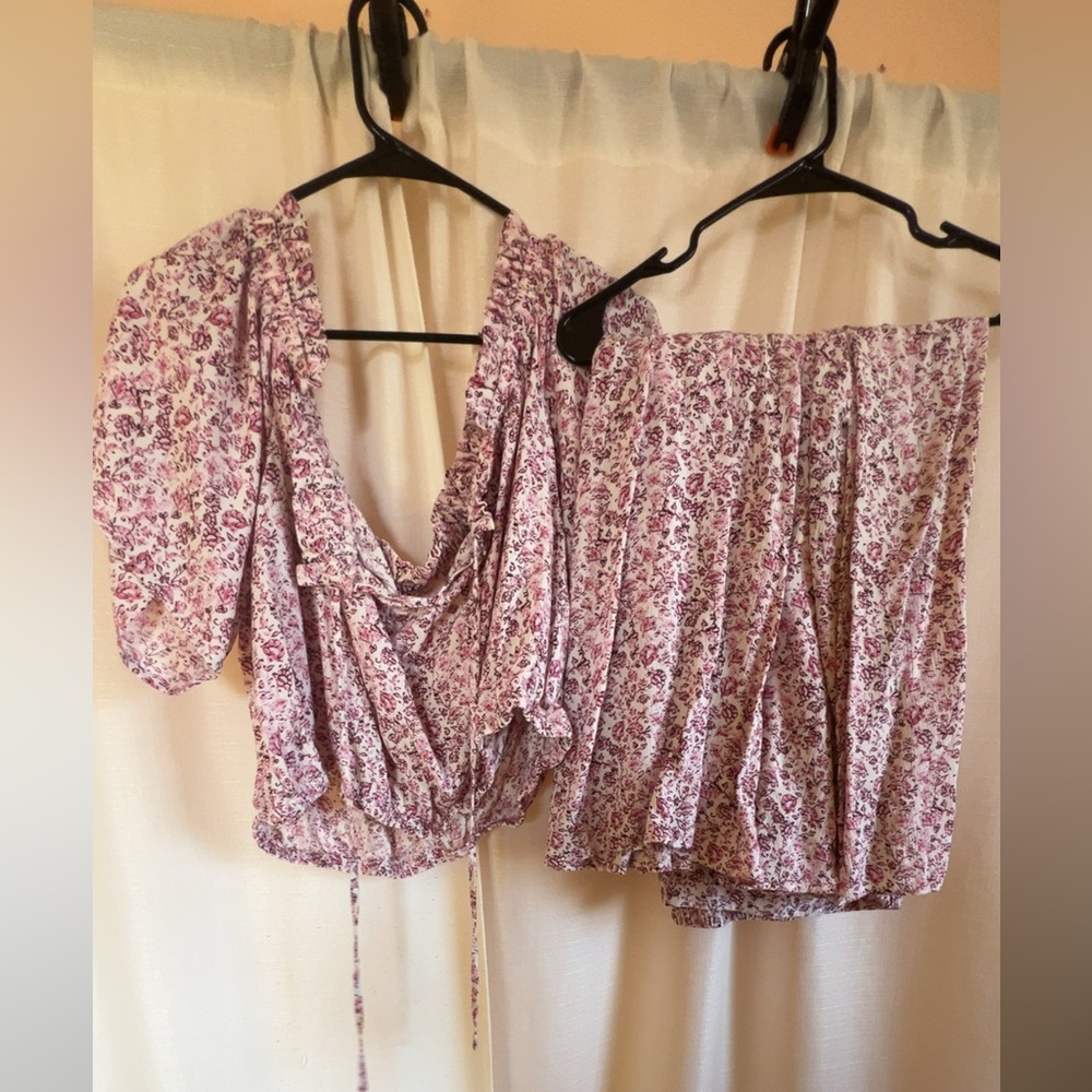 torrid Pink Floral Two-Piece Top and Skirt Set - Picture 2 of 3